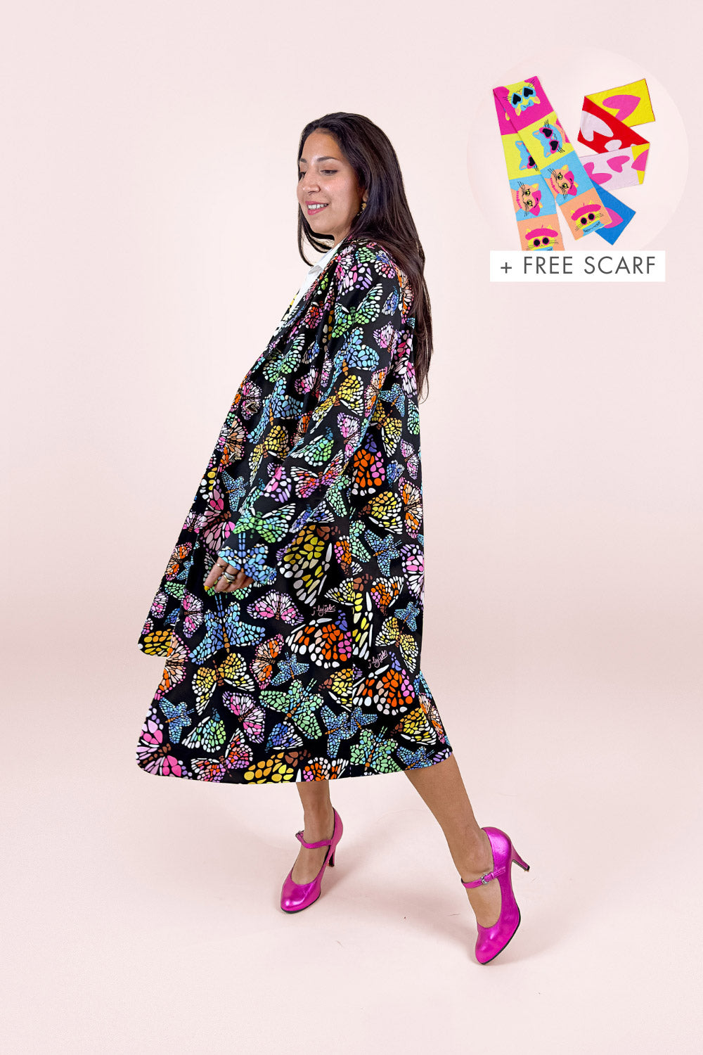 Butterflies Night Midi Coat