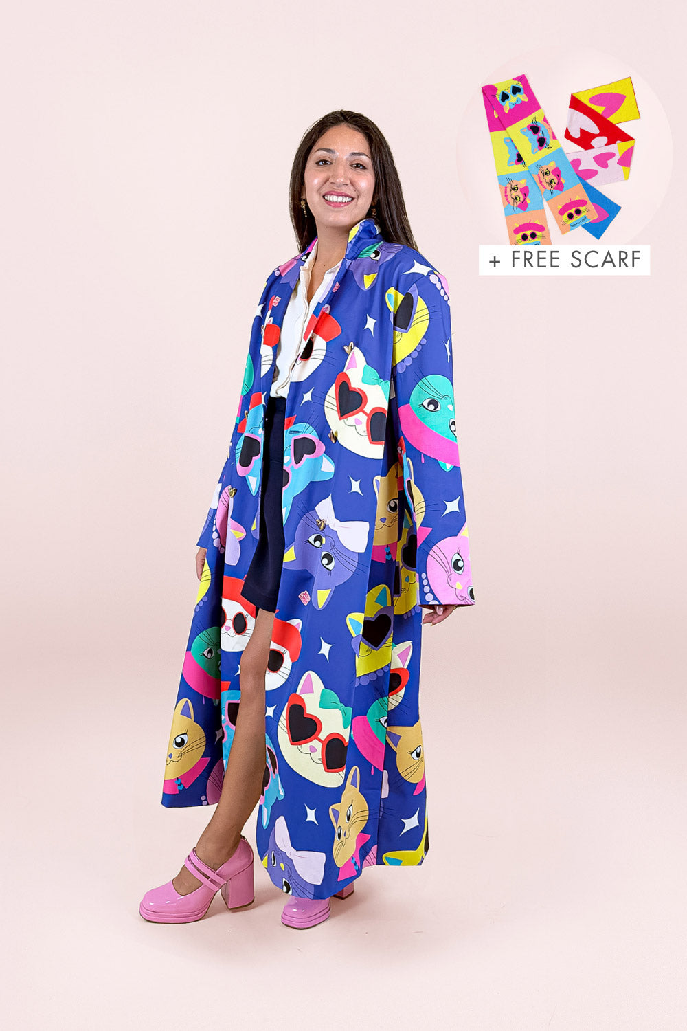 Pop Cats Universe Maxi Crossed Coat