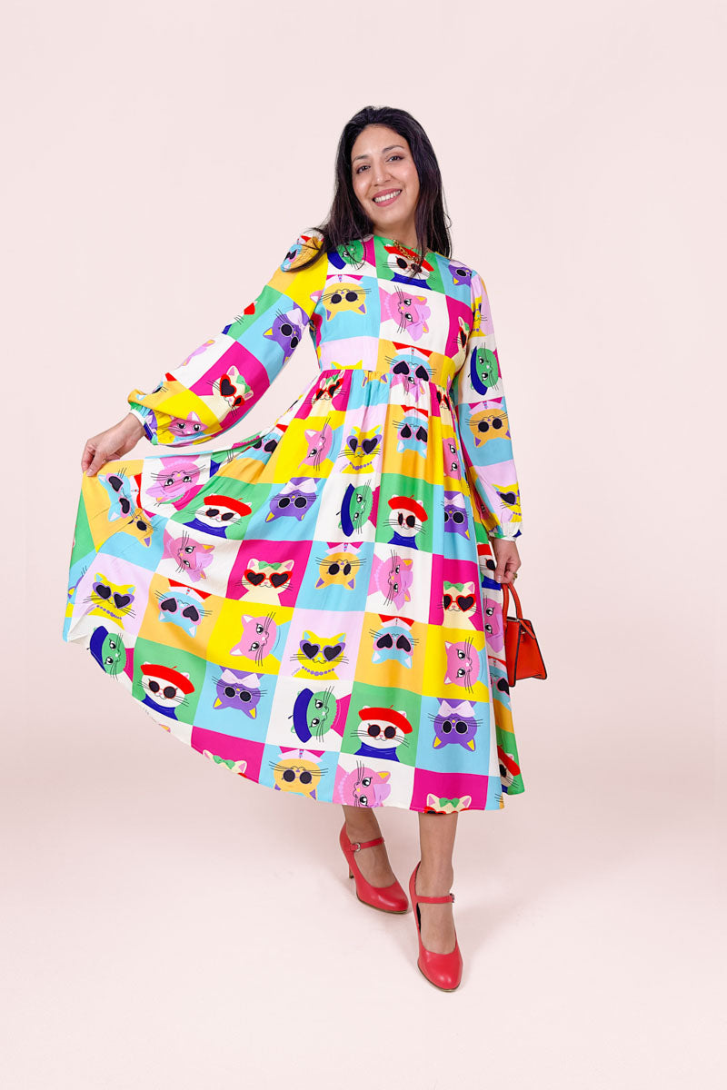 Sample Pop Cats Midi Dress #2822 (4XL)