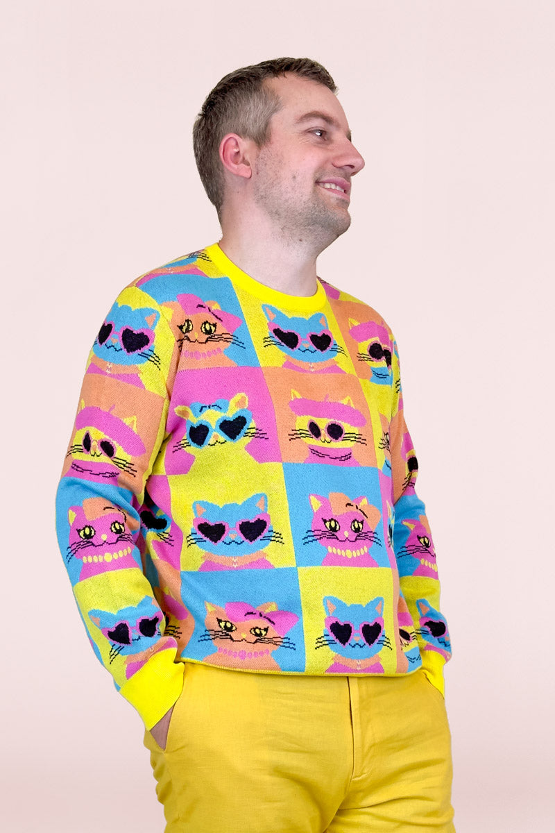 Pop Cats Knit Sweater