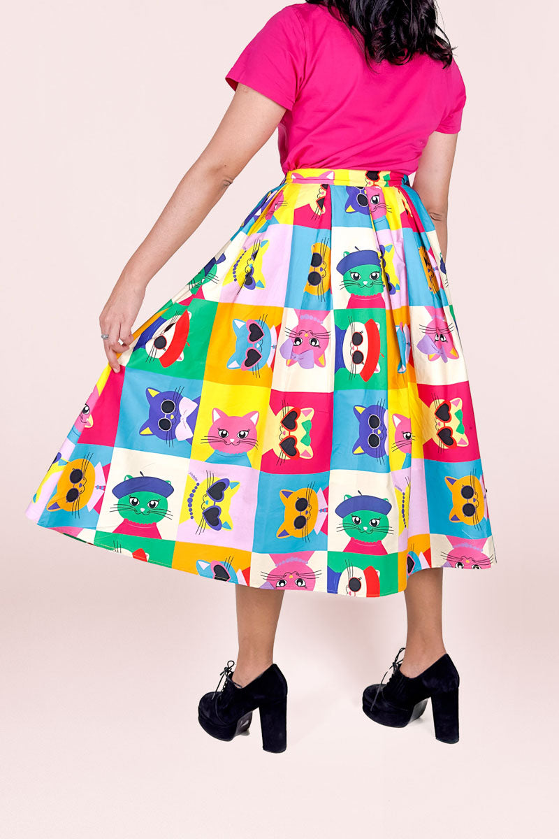 Sample Pop Cats Midi Skirt #2159 (L)
