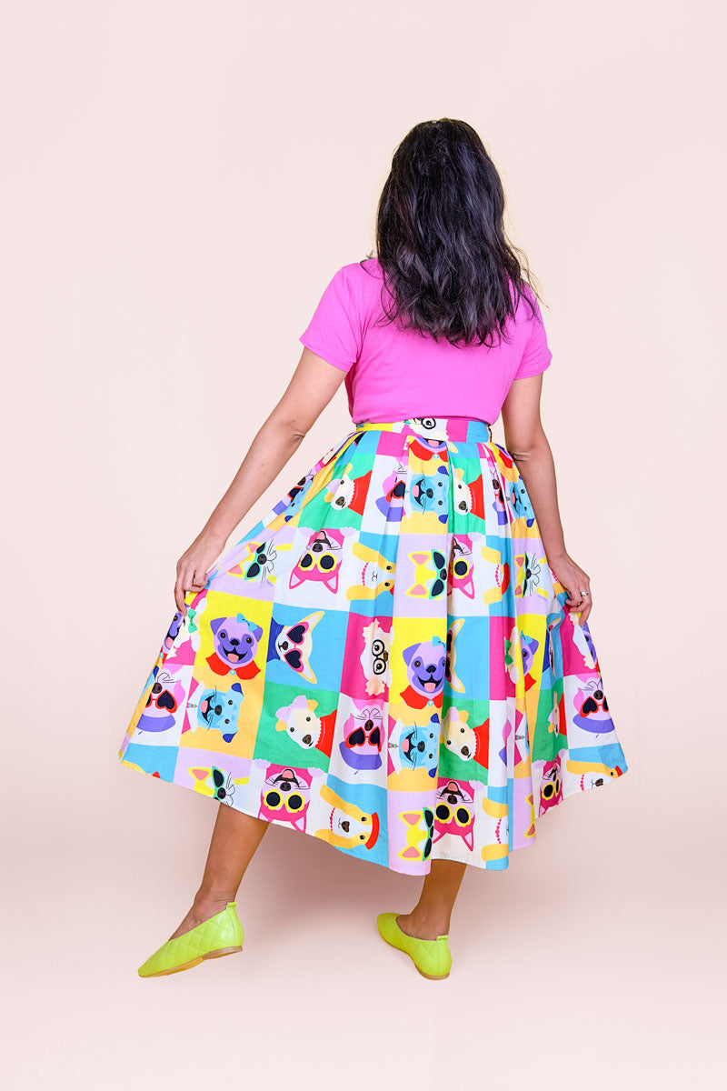 Sample Pop Dogs Midi Skirt #2916 (S)