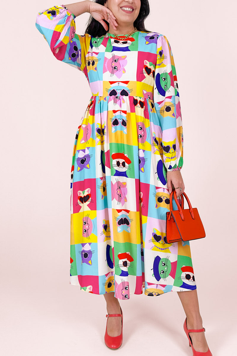 Sample Pop Cats Midi Dress #2233 (S)